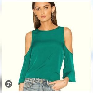 1.State Green Clover Cold Shoulder Top